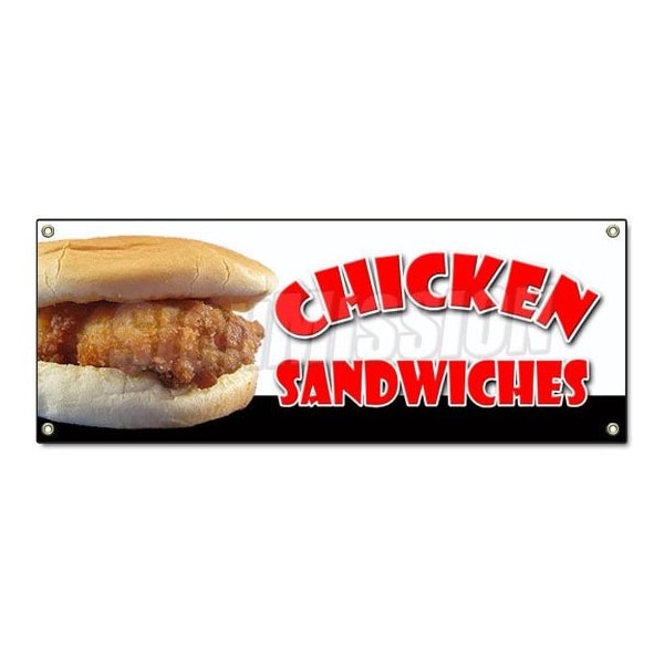 CHICKEN SANDWICH BANNER SIGN fried restaurant signs grilled char broiled